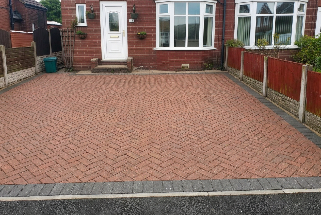 Block paving driveway — Preston – after
