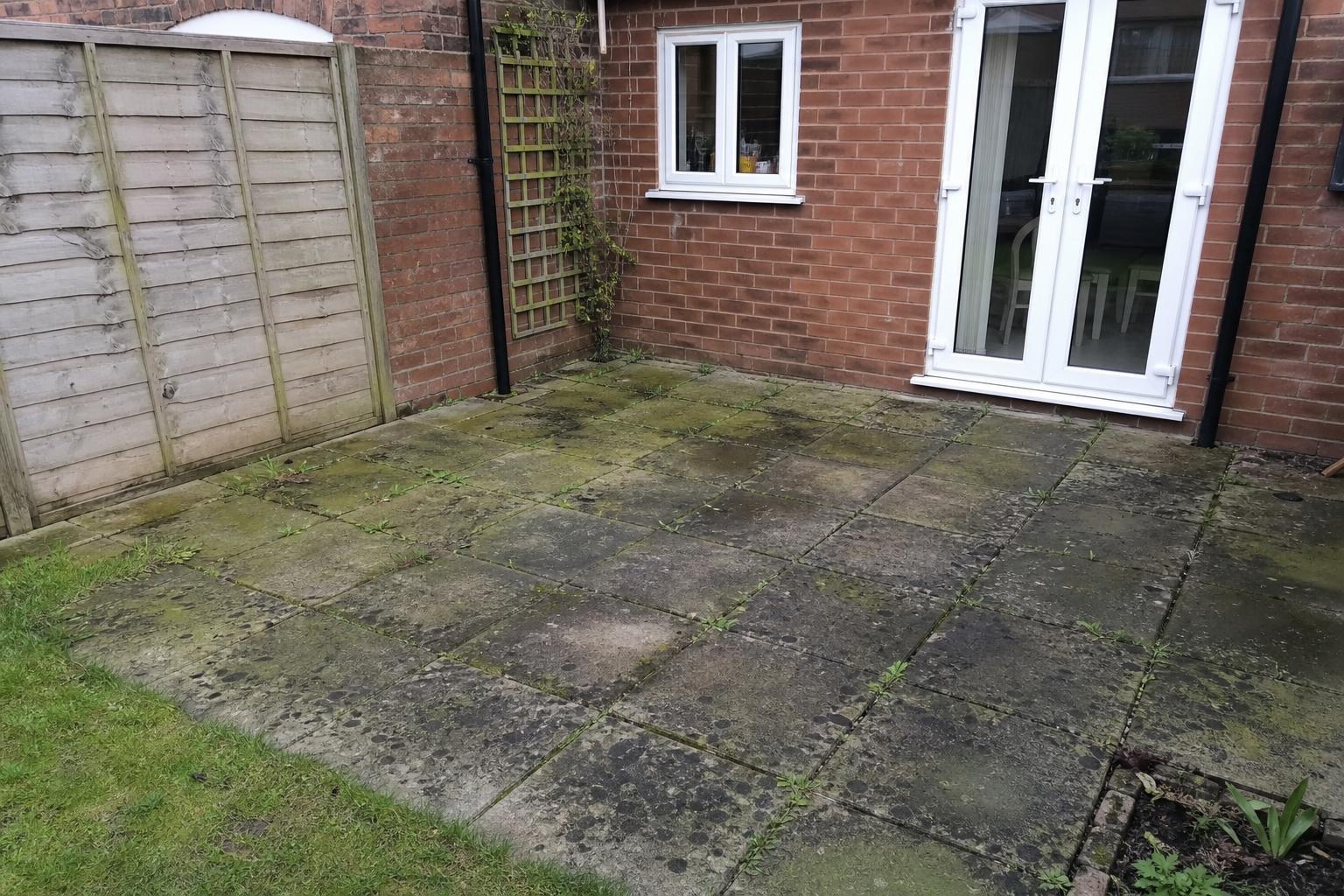 Indian sandstone patio — Chorley – before